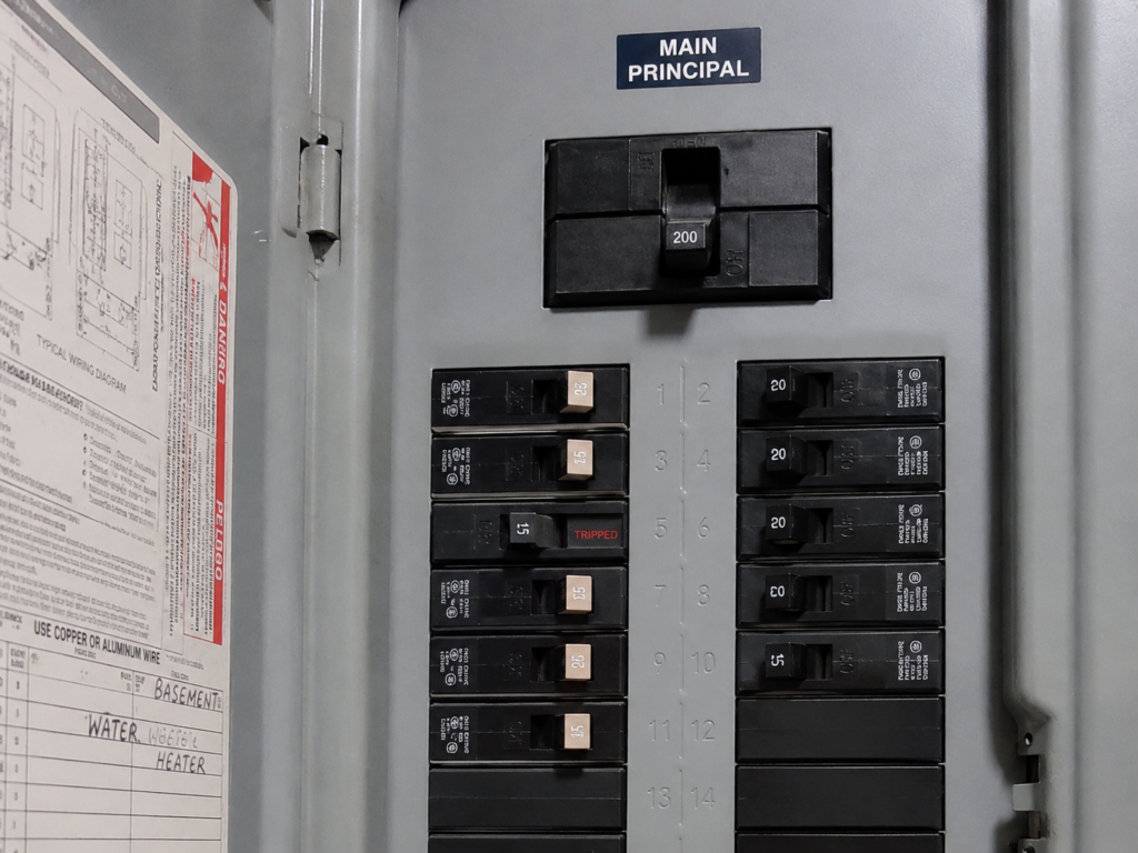 circuit breaker panel, tripped switch
@