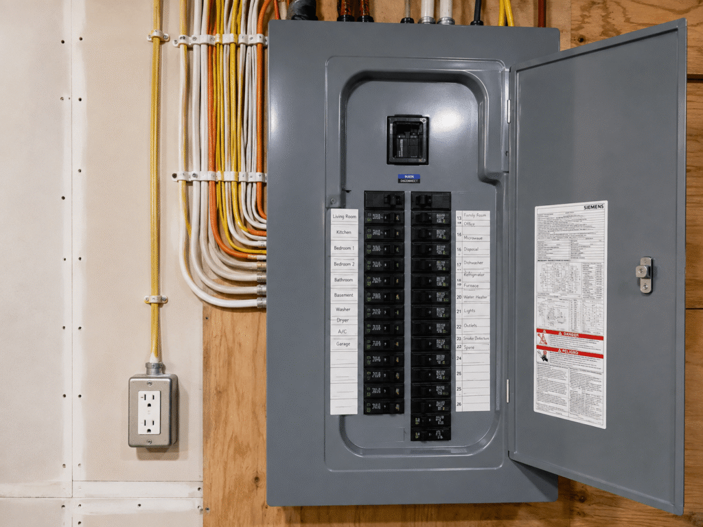 completed rewiring or new panel installation shot